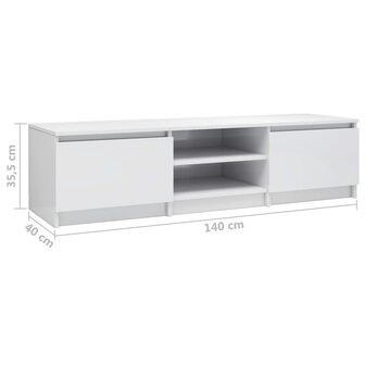 Tv-meubel 140x40x35,5 cm bewerkt hout hoogglans wit 7