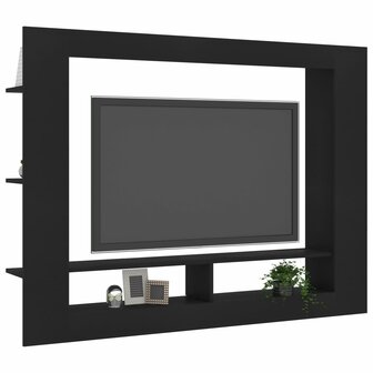 Tv-meubel 152x22x113 cm bewerkt hout zwart 3