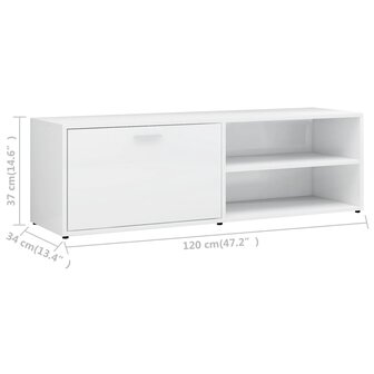 Tv-meubel 120x34x37 cm bewerkt hout hoogglans wit 9