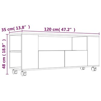 Tv-meubel 120x35x48 cm bewerkt hout grijs 6