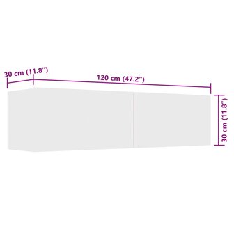 Tv-meubel 120x30x30 cm bewerkt hout wit 8