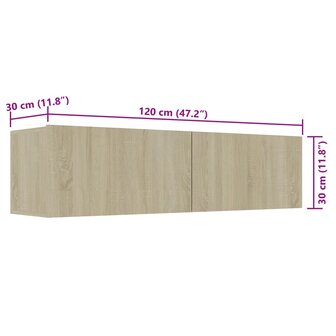 Tv-meubel 120x30x30 cm bewerkt hout sonoma eikenkleurig 8