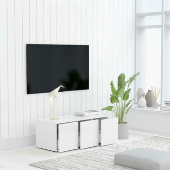 Tv-meubel 80x34x30 cm bewerkt hout wit 4