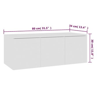 Tv-meubel 80x34x30 cm bewerkt hout wit 8