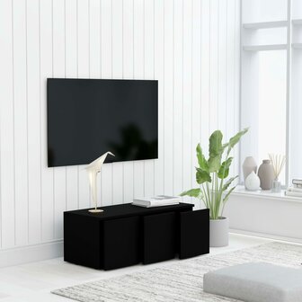 Tv-meubel 80x34x30 cm bewerkt hout zwart 4