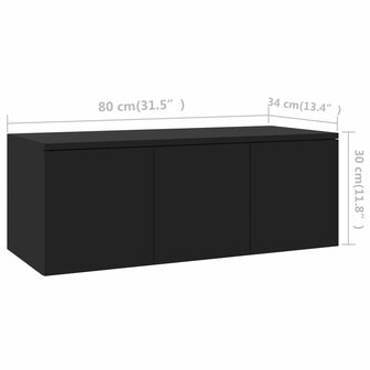 Tv-meubel 80x34x30 cm bewerkt hout zwart 8