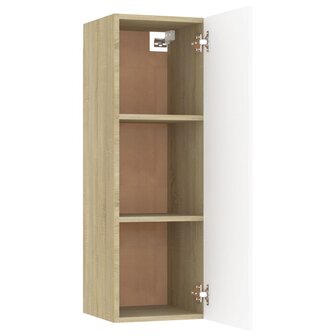 Tv-meubel 30,5x30x90 cm bewerkt hout wit en sonoma eikenkleurig 5