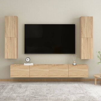 Tv-meubel 30,5x30x110 cm bewerkt hout sonoma eikenkleurig 12