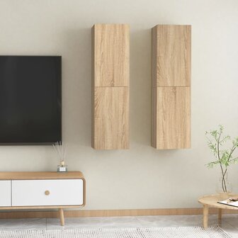 Tv-meubels 2 st 30,5x30x110 cm bewerkt hout sonoma eikenkleurig 1