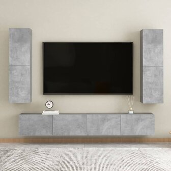 Tv-meubel 30,5x30x110 cm bewerkt hout betongrijs 12