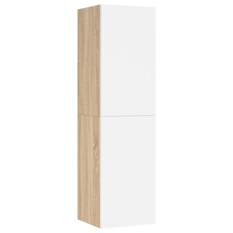 Tv-meubel 30,5x30x110 cm bewerkt hout wit en sonoma eikenkleur 2