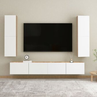 Tv-meubels 2 st 30,5x30x110 cm bewerkt hout wit sonoma eiken 12