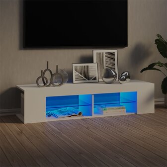 Tv-meubel met LED-verlichting 135x39x30 cm wit 1