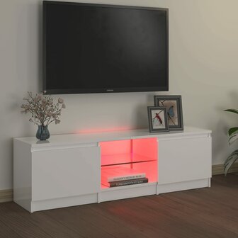 Tv-meubel met LED-verlichting 120x30x35,5 cm hoogglans wit 3