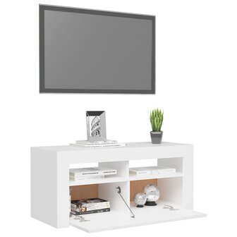 Tv-meubel met LED-verlichting 90x35x40 cm wit 6