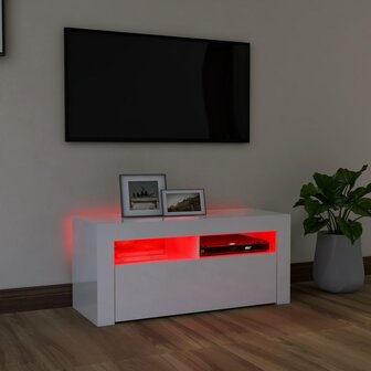 Tv-meubel met LED-verlichting 90x35x40 cm hoogglans wit 5