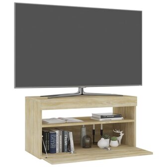 Tv-meubel met LED-verlichting 75x35x40 cm sonoma eikenkleurig 3