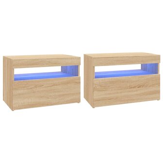 Tv-meubelen 2 st LED-verlichting 60x35x40 cm sonoma eikenkleur 2