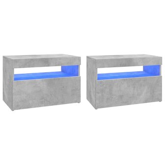 Tv-meubelen 2 st met LED-verlichting 60x35x40 cm betongrijs 2