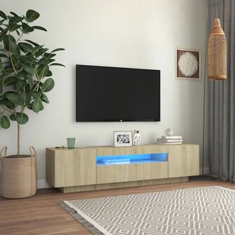 Tv-meubel met LED-verlichting 160x35x40 cm sonoma eikenkleurig 1