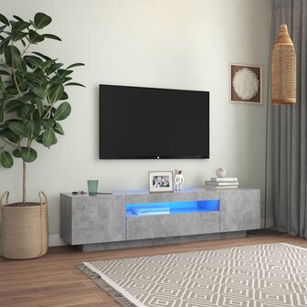 Tv-meubel met LED-verlichting 160x35x40 cm betongrijs 1