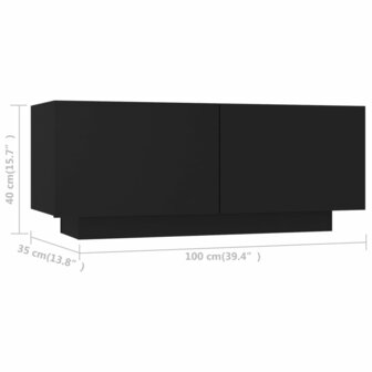 Tv-meubel 100x35x40 cm bewerkt hout zwart 8