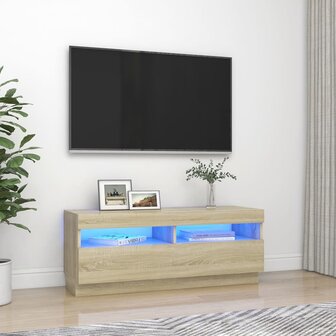 Tv-meubel met LED-verlichting 100x35x40 cm sonoma eikenkleurig 1