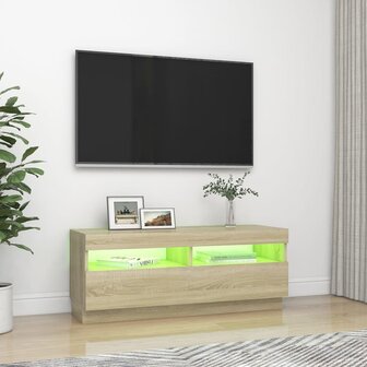 Tv-meubel met LED-verlichting 100x35x40 cm sonoma eikenkleurig 4