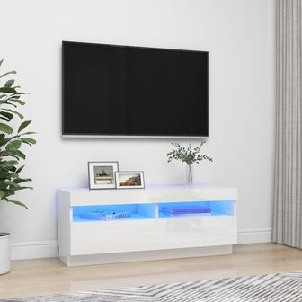 Tv-meubel met LED-verlichting 100x35x40 cm hoogglans wit 1