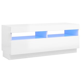 Tv-meubel met LED-verlichting 100x35x40 cm hoogglans wit 2