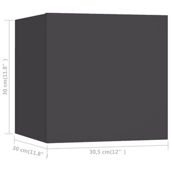 Tv-wandmeubelen 4 st 30,5x30x30 cm grijs 12