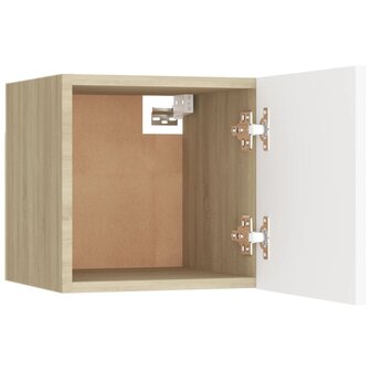 Tv-wandmeubelen 2 st 30,5x30x30 cm wit en sonoma eikenkleurig 11