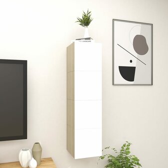 Tv-wandmeubelen 4 st 30,5x30x30 cm wit en sonoma eikenkleurig 3