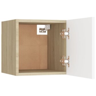 Tv-wandmeubelen 4 st 30,5x30x30 cm wit en sonoma eikenkleurig 10