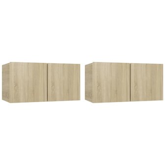 Tv-hangmeubelen 2 st 60x30x30 cm sonoma eikenkleurig 2