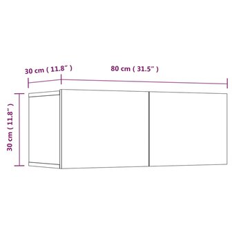 Tv-meubelen 2 st 80x30x30 cm bewerkt hout zwart 10