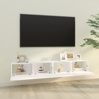 Tv-wandmeubels 2 st 100x30x30 cm bewerkt hout wit 3