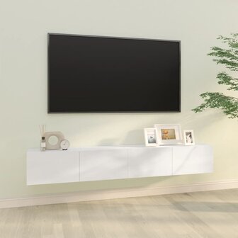 Tv-meubels 2 st wandgemonteerd 100x30x30 cm hout hoogglans wit 1