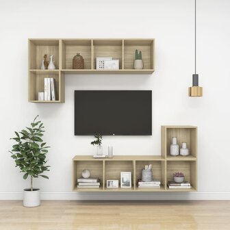 Tv-wandmeubel 37x37x142,5 cm bewerkt hout sonoma eikenkleurig 7