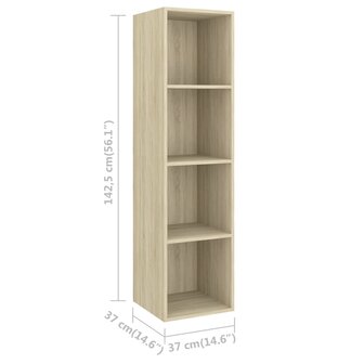 Tv-wandmeubel 37x37x142,5 cm bewerkt hout sonoma eikenkleurig 9