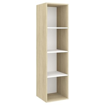 Tv-wandmeubel 37x37x142,5 cm bewerkt hout sonoma eikenkleur wit 2