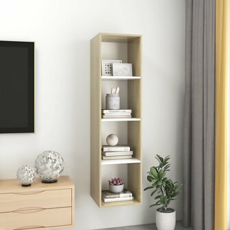 Tv-wandmeubel 37x37x142,5 cm bewerkt hout sonoma eikenkleur wit 7