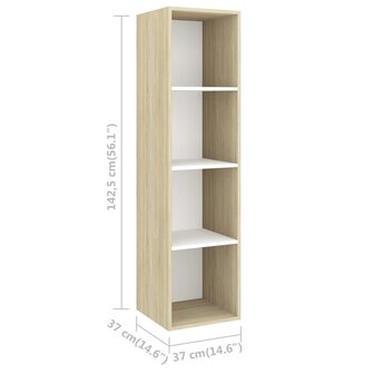 Tv-wandmeubel 37x37x142,5 cm bewerkt hout sonoma eikenkleur wit 9