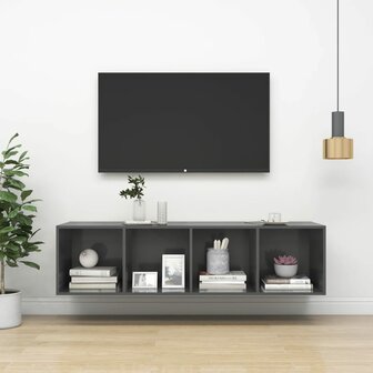 Tv-wandmeubel 37x37x142,5 cm bewerkt hout hoogglans grijs 1