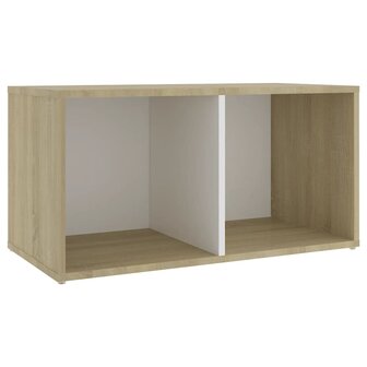 Tv-meubel 72x35x36,5 cm bewerkt hout wit en sonoma eikenkleurig 2