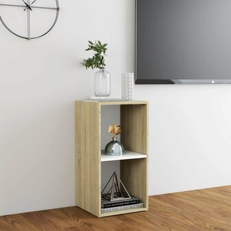 Tv-meubel 72x35x36,5 cm bewerkt hout wit en sonoma eikenkleurig 4