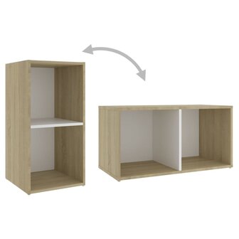 Tv-meubel 72x35x36,5 cm bewerkt hout wit en sonoma eikenkleurig 8