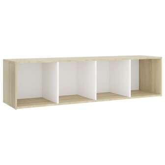 Tv-meubel 142,5x35x36,5 cm bewerkt hout wit sonoma eikenkleurig 2