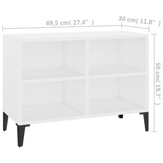 Tv-meubel met metalen poten 69,5x30x50 cm wit 6