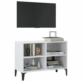 Tv-meubel met metalen poten 69,5x30x50 cm hoogglans wit 3